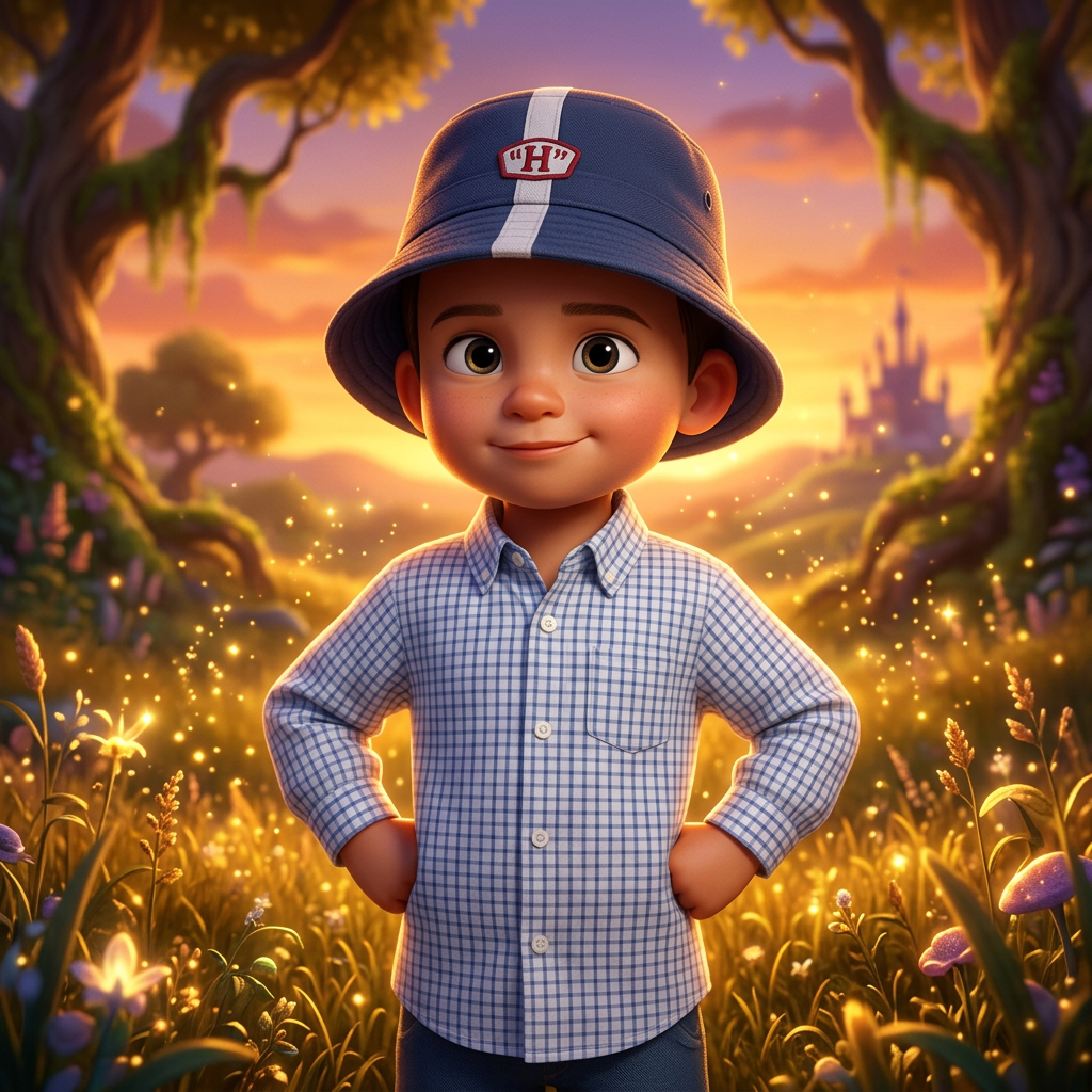 Derselbe Junge im Cinema 3D-Stil